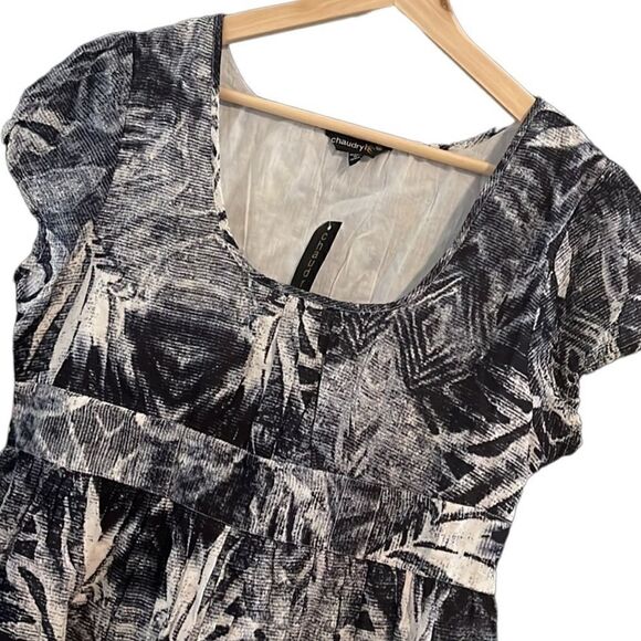 Chaudry Blue White Cotton Round Neck Cap Sleeves Dress Size M NWT - Picture 7 of 14